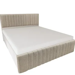 Letto matrimoniale oversize 180x200 cm imbottito con contenitore tessuto beige Emporio