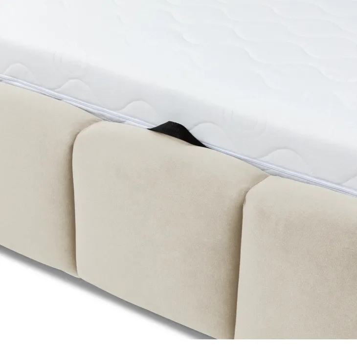 Letto matrimoniale oversize 180x200 cm con rete contenitore imbottito beige Cometa