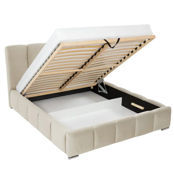 Letto matrimoniale oversize 180x200 cm con rete contenitore imbottito beige Cometa