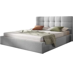 Letto matrimoniale oversize 180x200 cm con rete contenitore imbottito grigio chiaro Silla