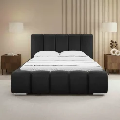Letto matrimoniale oversize 180x200 cm con rete contenitore imbottito nero Cometa