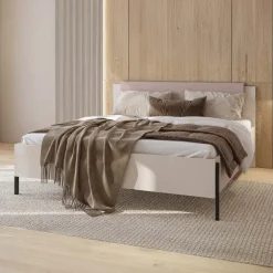 Letto matrimoniale oversize 180x200cm testiera imbottita beige cashmere Simple
