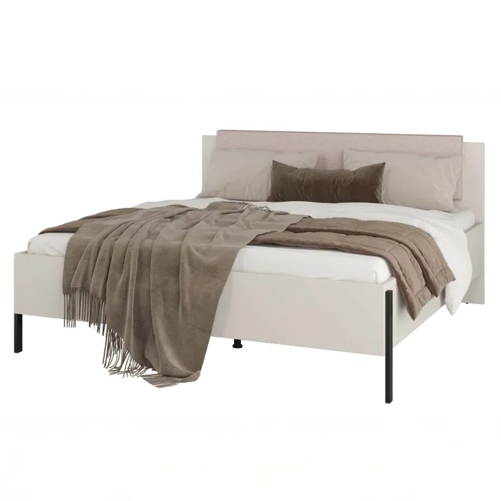 Letto matrimoniale oversize 180x200cm testiera imbottita beige cashmere Simple