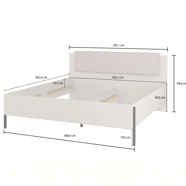 Letto matrimoniale oversize contenitore 180x200cm con rete testiera imbottita beige cashmere Simple