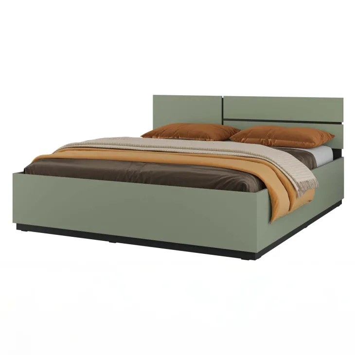 Letto matrimoniale oversize 180x200cm contenitore con rete a doghe testiera reversibile verde Lolla