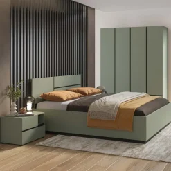Letto matrimoniale oversize 180x200cm testiera reversibile verde Lolla