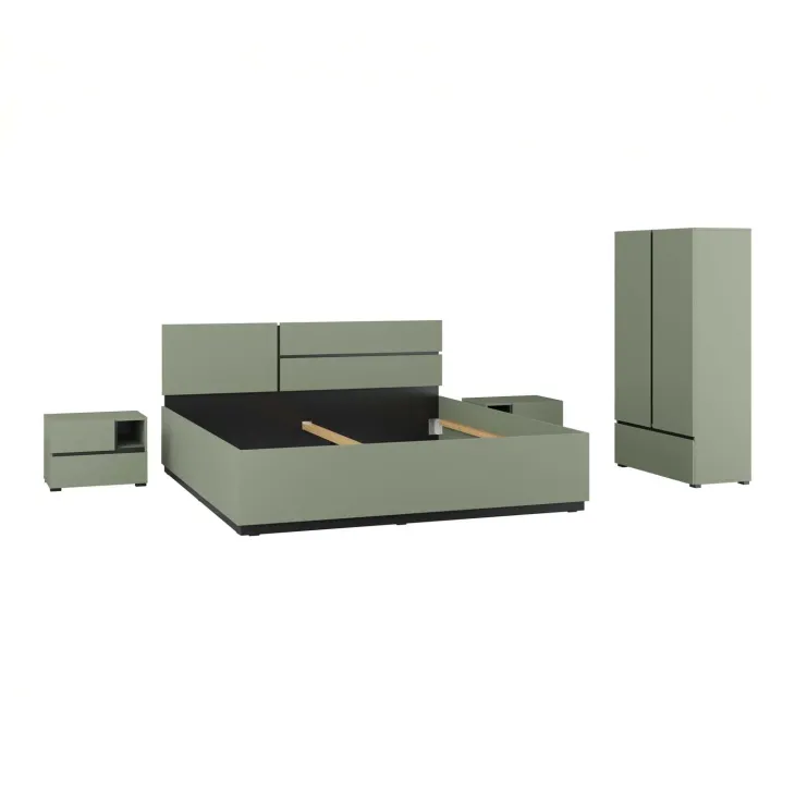 Letto matrimoniale oversize 180x200cm testiera reversibile verde Lolla