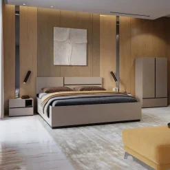 Letto matrimoniale oversize 180x200cm testiera reversibile tortora Lolla