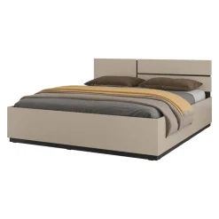 Letto matrimoniale oversize 180x200cm contenitore con rete a doghe testiera reversibile tortora Lolla