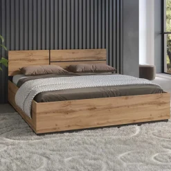 Letto matrimoniale oversize 180x200cm testiera reversibile rovere Lolla