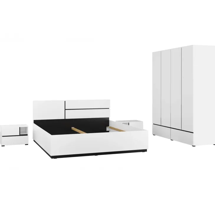 Letto matrimoniale oversize 180x200cm testiera reversibile bianco opaco Lolla
