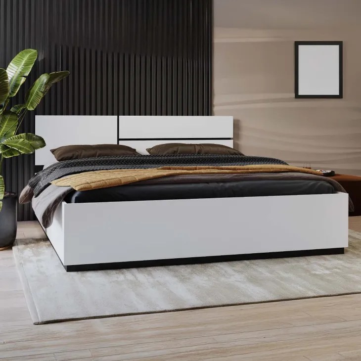 Letto matrimoniale oversize 180x200cm testiera reversibile bianco opaco Lolla