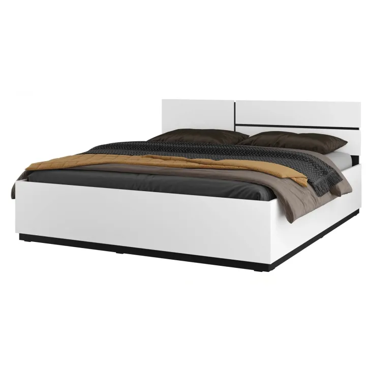 Letto matrimoniale oversize 180x200cm testiera reversibile bianco opaco Lolla