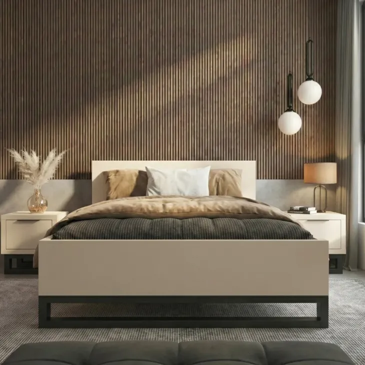 Letto matrimoniale oversize 180x200cm beige cashmere Petra