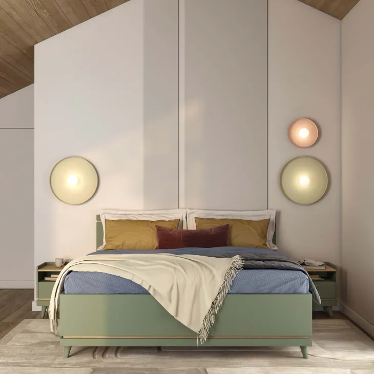 Letto matrimoniale oversize contenitore 180x200 cm con rete verde salvia Yu