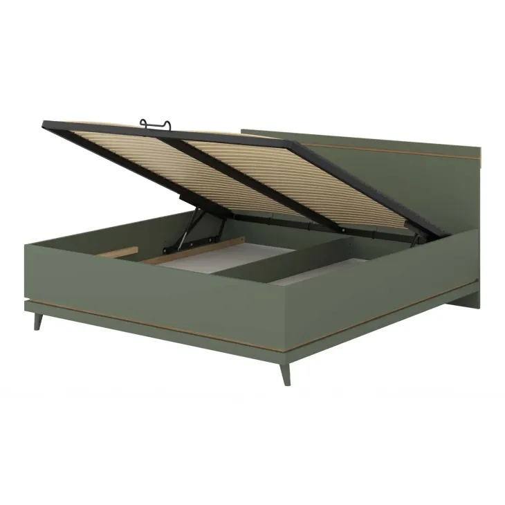 Letto matrimoniale oversize contenitore 180x200 cm con rete verde salvia Yu