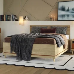 Letto matrimoniale oversize 180x200 cm moderno rovere Yu