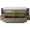 Letto matrimoniale oversize 180x200cm contenitore con comodini rovere scuro marrone Rebecca