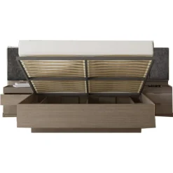 Letto matrimoniale oversize 180x200cm contenitore con comodini rovere scuro marrone Rebecca