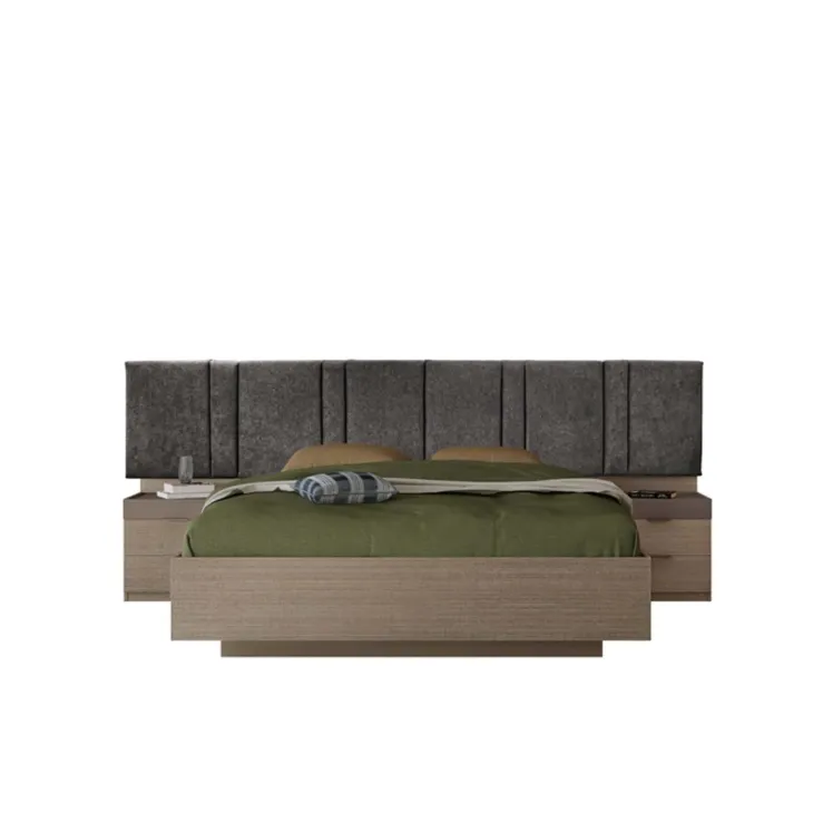 Letto matrimoniale oversize 180x200cm contenitore con comodini rovere scuro marrone Rebecca