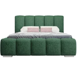 Letto matrimoniale oversize 180x200 cm con rete contenitore imbottito tessuto bouclé verde Cometa