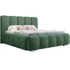 Letto matrimoniale oversize 180x200 cm con rete contenitore imbottito tessuto bouclé verde Cometa