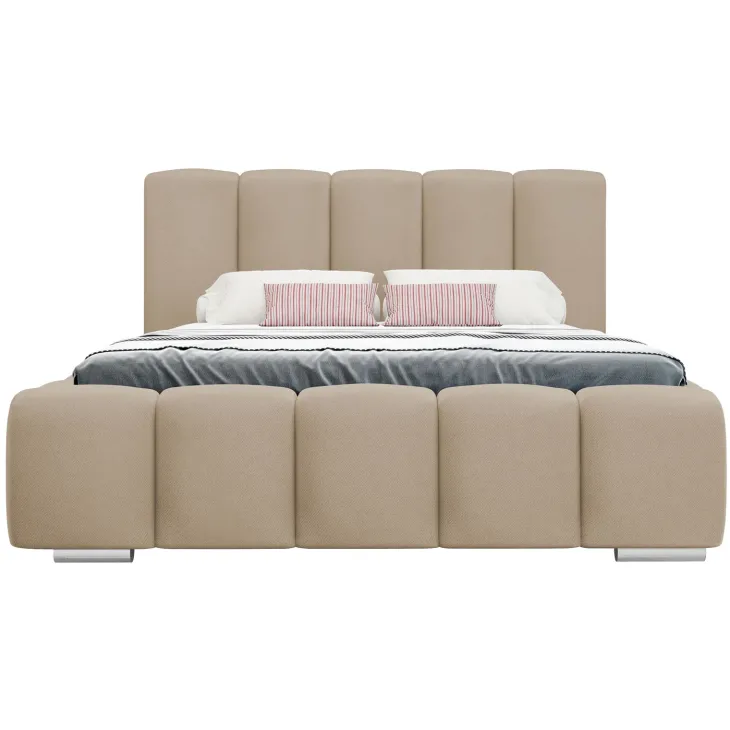 Letto matrimoniale oversize 180x200 cm con rete contenitore imbottito beige scuro Cometa