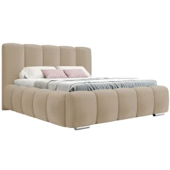 Letto matrimoniale oversize 180x200 cm con rete contenitore imbottito beige scuro Cometa