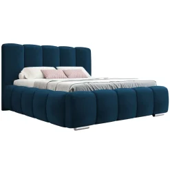 Letto matrimoniale oversize 180x200 cm con rete contenitore imbottito blu scuro Cometa