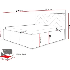 Letto matrimoniale oversize 180x200 cm con rete contenitore imbottito beige Polaris