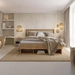 Letto matrimoniale oversize 180x200cm 3 vani a giorno rovere tortora Lise