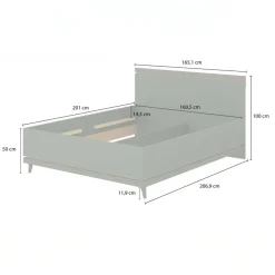 Letto matrimoniale standard 160x200 cm moderno rovere Yu