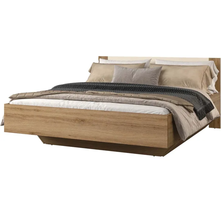 Letto matrimoniale standard 160x200cm rovere beige Ama