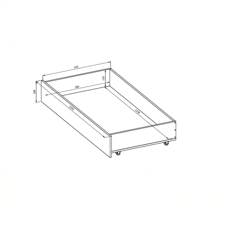 Letto matrimoniale standard 160x200cm con cassettoni rovere tortora Lise