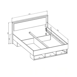 Letto matrimoniale standard 160x200cm con cassettoni rovere tortora Lise