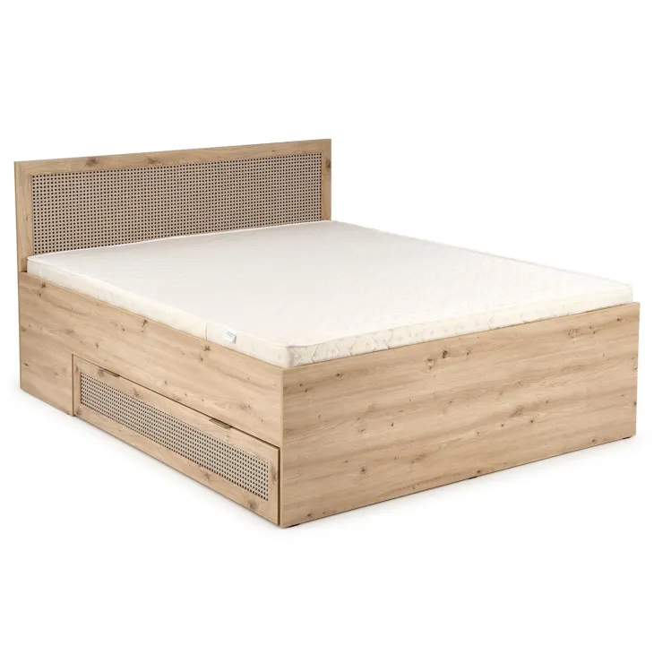 Letto matrimoniale 160x200cm con cassetti contenitore moderno rovere Sombra