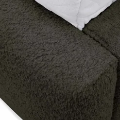 Letto matrimoniale 160x200cm con rete contenitore imbottito tessuto bouclé nero Aluna