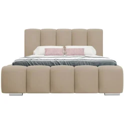 Letto matrimoniale 160x200 cm con rete contenitore imbottito beige scuro Cometa