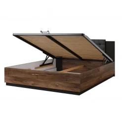 Letto matrimoniale 160x200cm con rete contenitore noce nero Vulcano