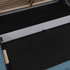 Letto matrimoniale 160x200cm con rete contenitore imbottito tessuto bouclé turchese Aluna