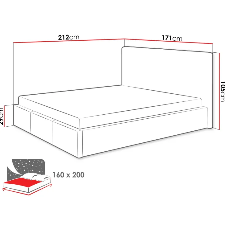 Letto matrimoniale 160x200 cm con rete contenitore imbottito beige Orione