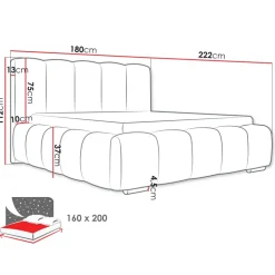 Letto matrimoniale 160x200 cm con rete contenitore imbottito grigio scuro Cometa