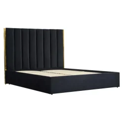 Letto matrimoniale 160x200cm con rete contenitore nero oro Esther