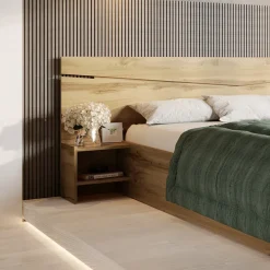 Letto matrimoniale 160x200cm contenitore con comodini rovere rustico Camilla Gihome®
