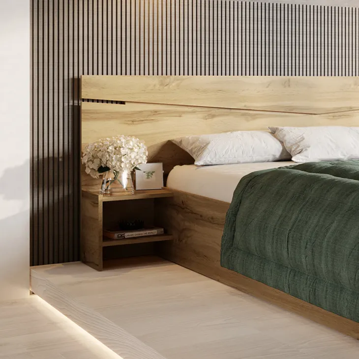 Letto matrimoniale 160x200cm contenitore con comodini rovere rustico Camilla Gihome®