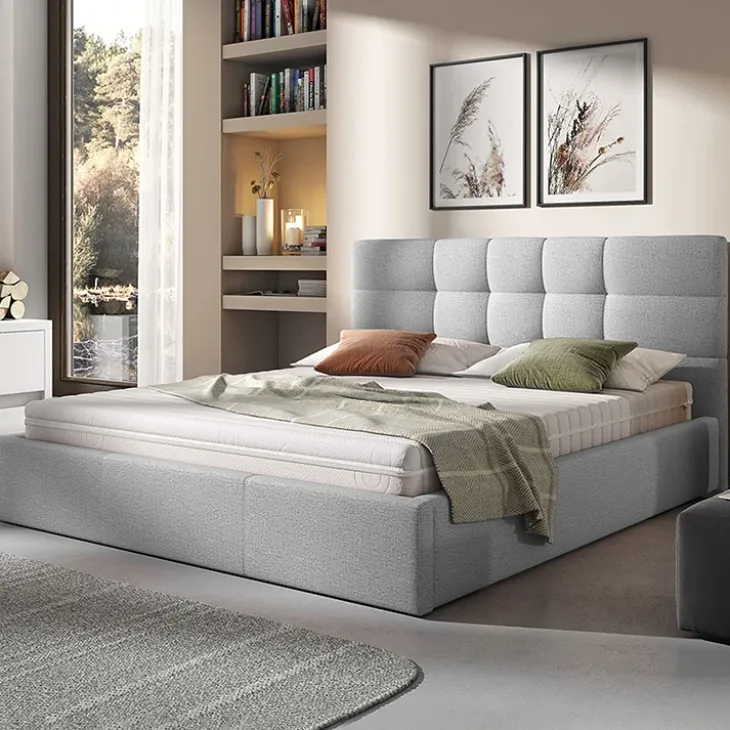 Letto matrimoniale 160x200cm contenitore imbottito grigio chiaro Silla