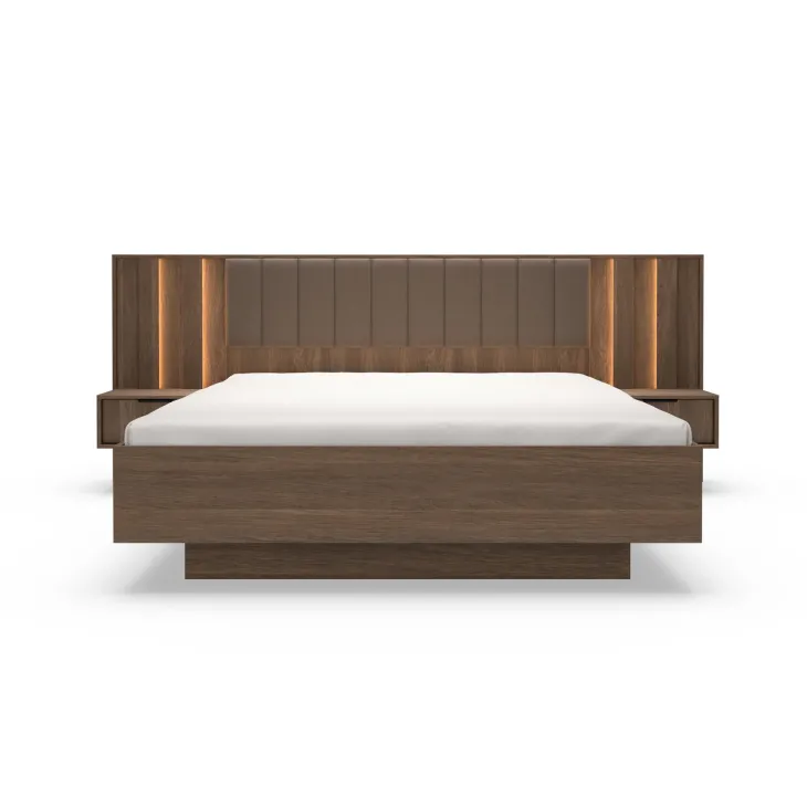 Letto matrimoniale 160x200cm contenitore camera da letto noce Bois