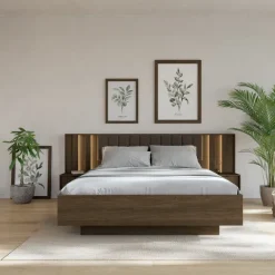 Letto matrimoniale 160x200cm contenitore camera da letto noce Bois