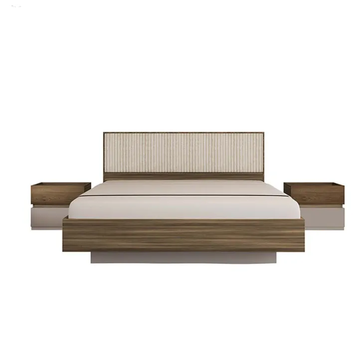 Letto matrimoniale 160x200cm contenitore con comodini tortora noce Raymonda