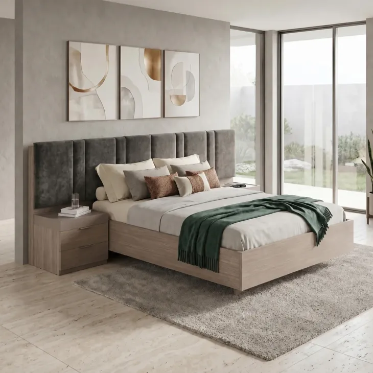 Letto matrimoniale 160x200cm contenitore con comodini rovere scuro marrone Rebecca